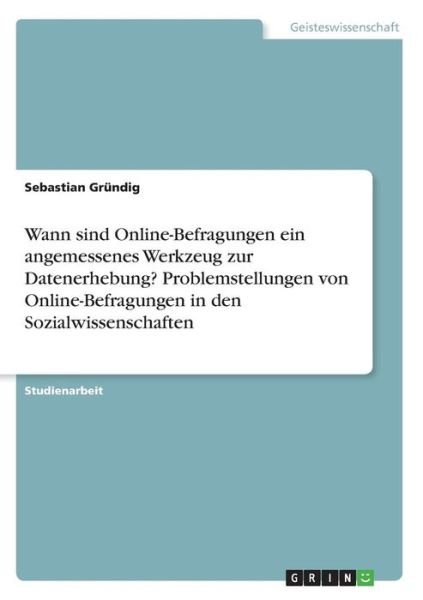 Cover for Gründig · Wann sind Online-Befragungen ei (Book)
