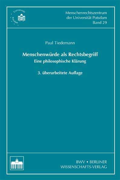 Cover for Tiedemann · Menschenwürde als Rechtsbegri (Book)