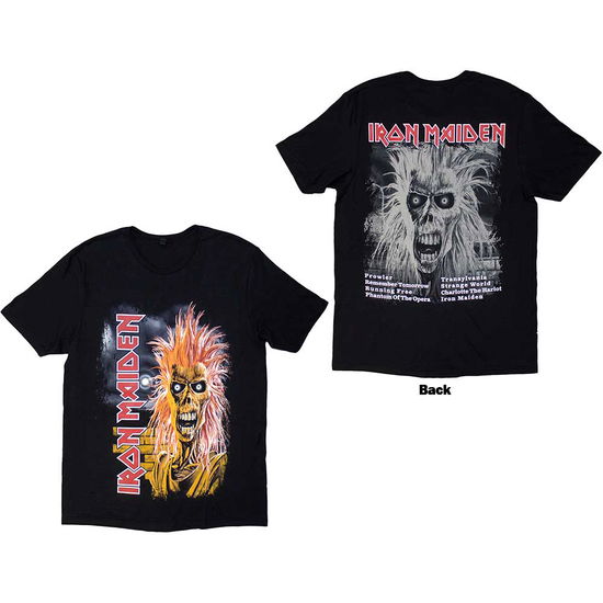 Cover for Iron Maiden · Iron Maiden Unisex T-Shirt: First Album Track list V.3. (Back Print) (T-shirt) [size XL] [Black - Unisex edition] (2021)