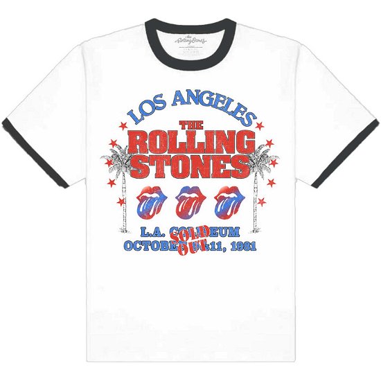 The Rolling Stones Unisex Ringer T-Shirt: American LA Tour - The Rolling Stones - Koopwaar -  - 5056561045771 - 