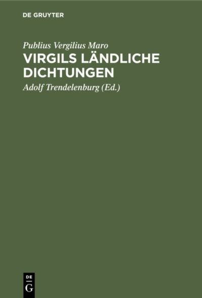 Cover for Publius Vergilius Maro · Virgils lndliche Dichtungen (N/A) (1929)