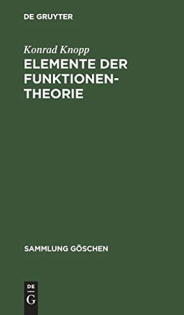 Cover for Konrad Knopp · Elemente der Funktionentheorie (Hardcover Book) (1966)