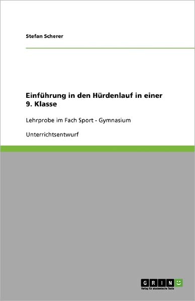 Cover for Scherer · Einführung in den Hürdenlauf in (Book) [German edition] (2009)