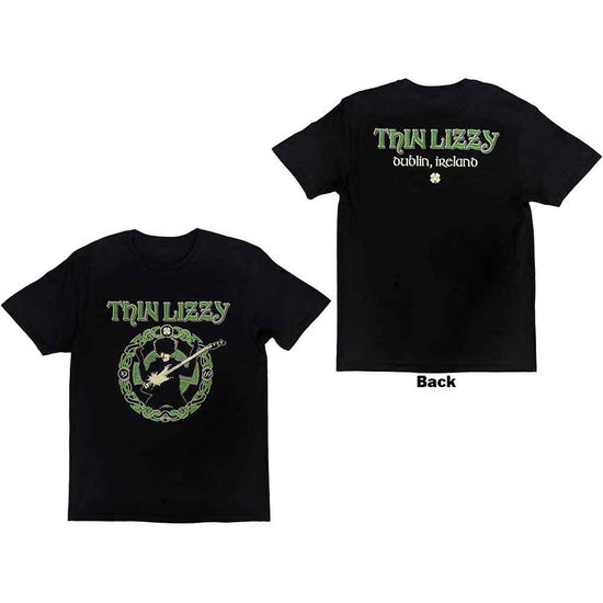 Cover for Thin Lizzy · Thin Lizzy Unisex T-Shirt: Celtic Ring (Black) (Back Print) (T-shirt) [size S] (2023)