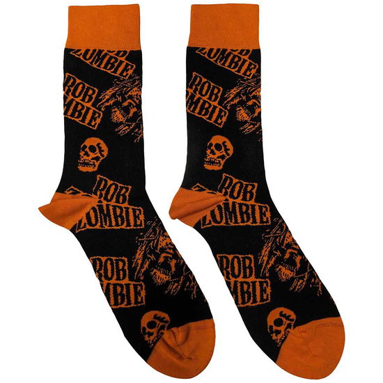 Cover for Rob Zombie · Rob Zombie Unisex Ankle Socks: Skull Face Orange (Black) (UK Size 7 - 11) (CLOTHES) [size M] (2024)