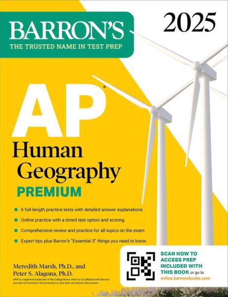 Cover for Barron's Educational Series · AP Human Geography Premium, 2025: Prep Book with 6 Practice Tests + Comprehensive Review + Online Practice - Barron's AP Prep (Paperback Book) (2024)