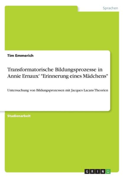 Cover for Emmerich · Transformatorische Bildungspro (Book)