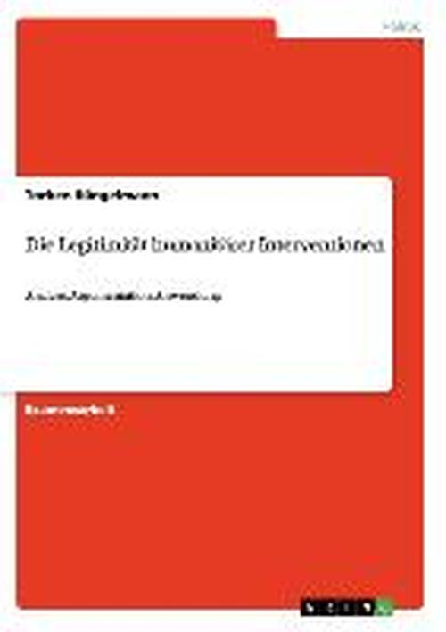 Cover for Büngelmann · Die Legitimität humanitärer (Book) [German edition] (2008)