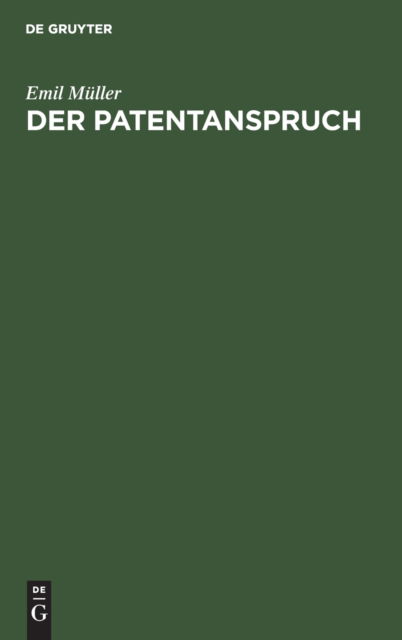 Cover for Emil Mller · Patentanspruch (N/A) (1925)