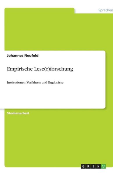 Cover for Neufeld · Empirische Lese (r)forschung (Book) [German edition] (2013)