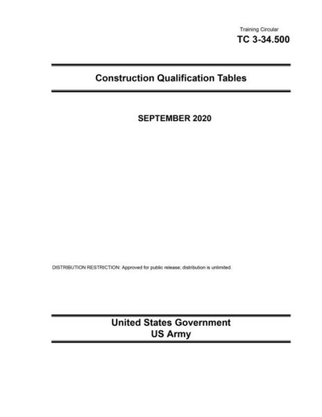 Cover for United States Government Us Army · Training Circular TC 3-34.500 Construction Qualification Tables September 2020 (Paperback Book) (2020)