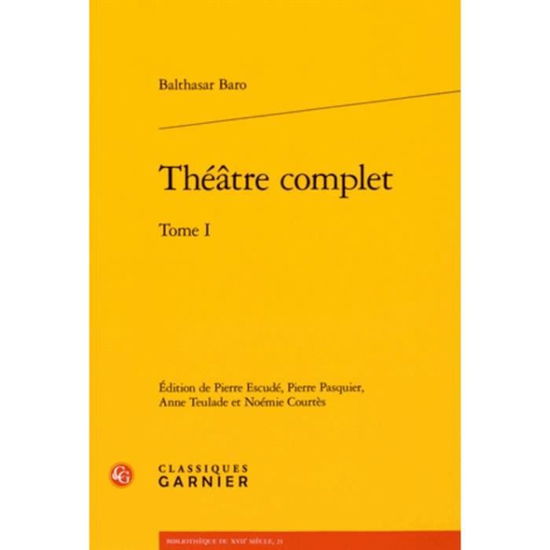 Cover for Balthasar Baro · Theatre Complet. Tome I (Paperback Book) (2015)