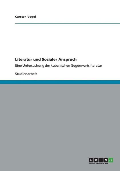 Cover for Vogel · Literatur und Sozialer Anspruch (Book) (2012)