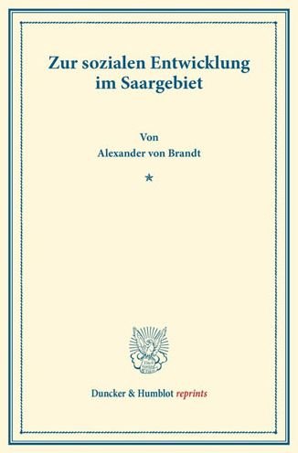 Cover for Brandt · Zur sozialen Entwicklung im Saar (Bog) (2013)
