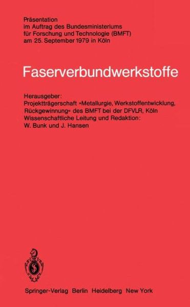 Cover for W Bunk · Faserverbundwerkstoffe - Faserverbundwerkstoffe (Paperback Book) (1980)