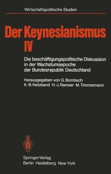 Cover for Der Keynesianismus IV - Wirtschaftspolitische Studien (Paperback Book) (1983)