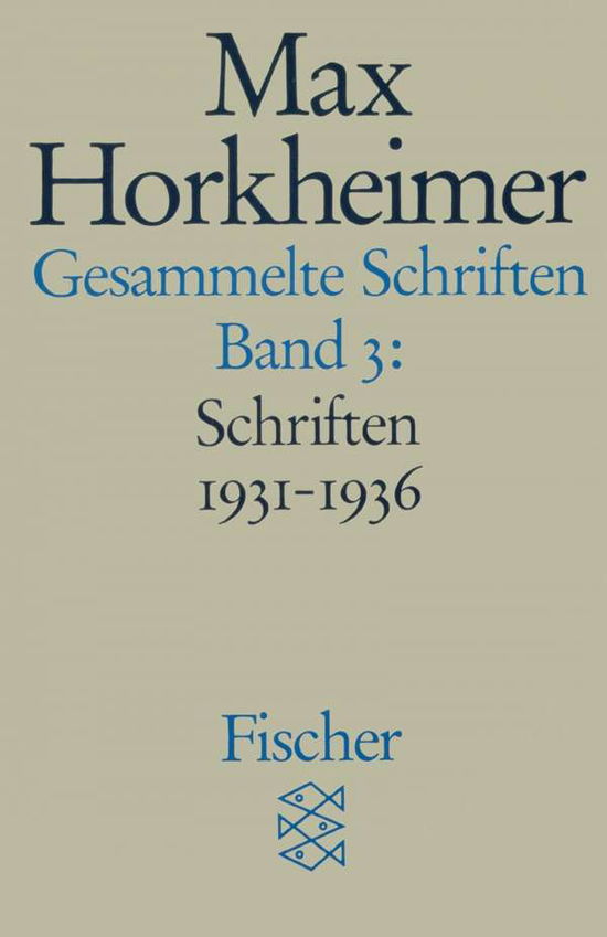 Cover for Max Horkheimer · Gesammelte Schriften III (Paperback Book) (1988)