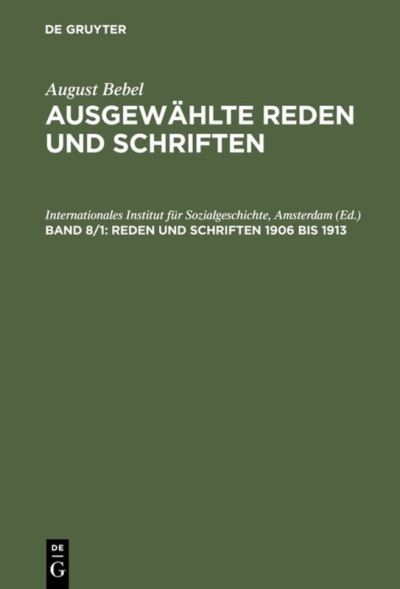 Cover for Reden Und Schriften 1906 Bis 1913 (Hardcover Book) [Reprint 2012 edition] (1997)