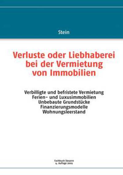 Cover for Michael Stein · Verluste oder Liebhaberei bei der Vermietung von Immobilien (Buch) (2024)