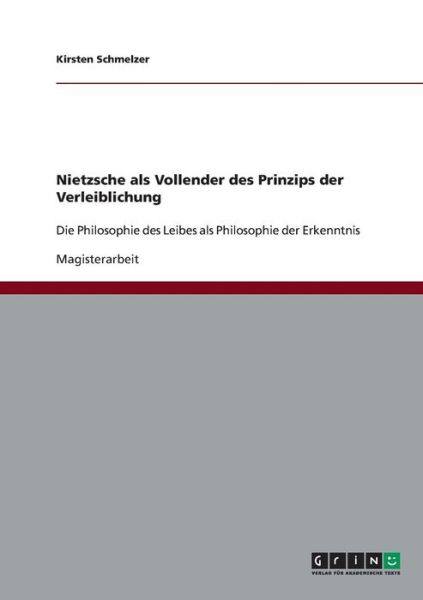 Cover for Schmelzer · Nietzsche als Vollender des P (Book) [German edition] (2013)