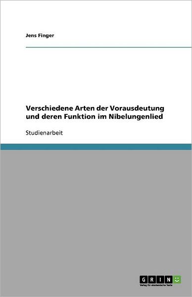 Cover for Finger · Verschiedene Arten der Vorausdeu (Book) [German edition] (2013)