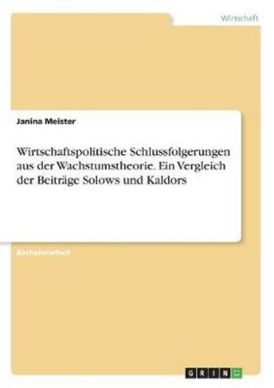 Cover for Meister · Wirtschaftspolitische Schlussfo (Book)