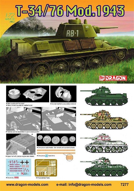 Cover for Dragon · Dragon - 1/72 T-34/76 Mod. 1943 (Legetøj)