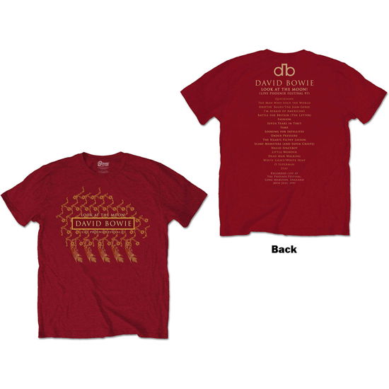 David Bowie Unisex T-Shirt: Pheonix Festival (Back Print) - David Bowie - Merchandise -  - 5056368697777 - 