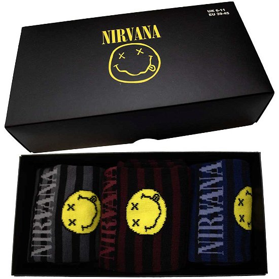 Nirvana Unisex Ankle Socks Set: Smile Stripes (UK Size 6 - 11) - Nirvana - Marchandise -  - 5056737219777 - 