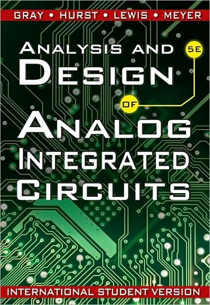 Cover for PR Gray · Analysis and Design of Analog Integrated Circuits 5e International Student Version (WIE) (Paperback Book) [5th Edition International Student Version edition] (2009)