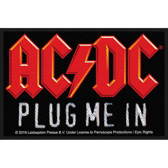 AC/DC Standard Woven Patch: Plug Me In - AC/DC - Produtos - PHD - 5055339796778 - 28 de outubro de 2019