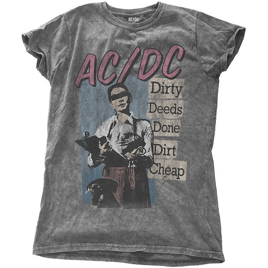 AC/DC Ladies Fashion Tee: Dirty Deeds Done Dirt Cheap with Snow Wash Finishing - AC/DC - Merchandise - MERCHANDISE - 5055979985778 - February 27, 2017