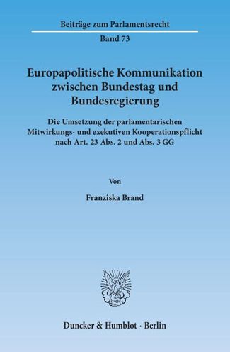 Cover for Brand · Europapolitische Kommunikation zw (Book) (2015)