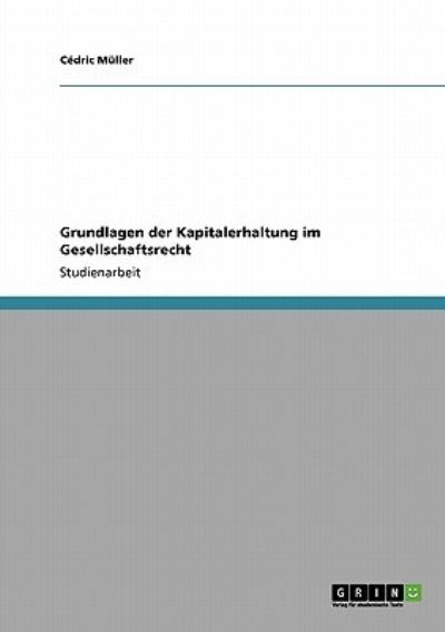 Cover for Müller · Grundlagen der Kapitalerhaltung (Book) [German edition] (2008)