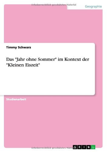 Cover for Schwarz · Das &quot;Jahr ohne Sommer&quot; im Konte (Book) [German edition] (2010)