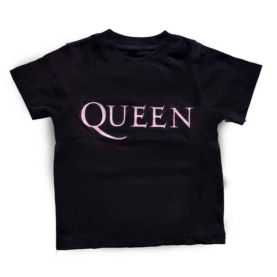 Cover for Queen · Queen Kids Toddler T-Shirt: Pink Logo (Black) (5 Years) (T-shirt) [size 5-6yrs] [Black - Kids edition] (2020)