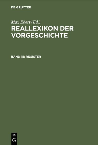 Cover for Max Ebert · Register (N/A) (1932)