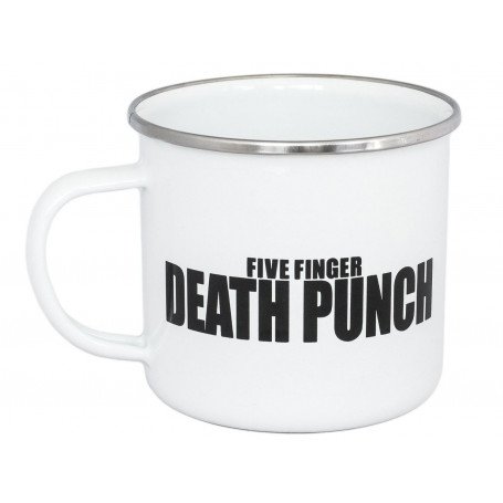 Five Finger Death Punch White Logo (Enamel) Mug - Five Finger Death Punch - Merchandise - FIVE FINGER DEATH PUNCH - 4039103739780 - 12. juli 2023