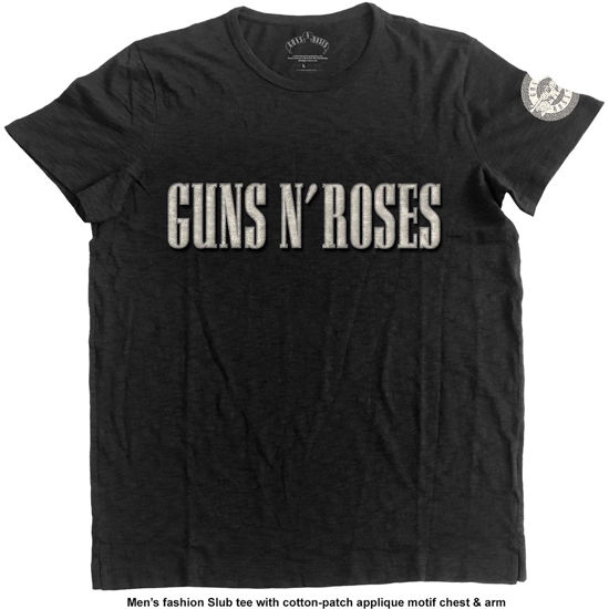 Guns N' Roses Unisex T-Shirt: Logo & Bullet Circle (Applique) - Guns N' Roses - Fanituote - Bravado - 5055979980780 - 