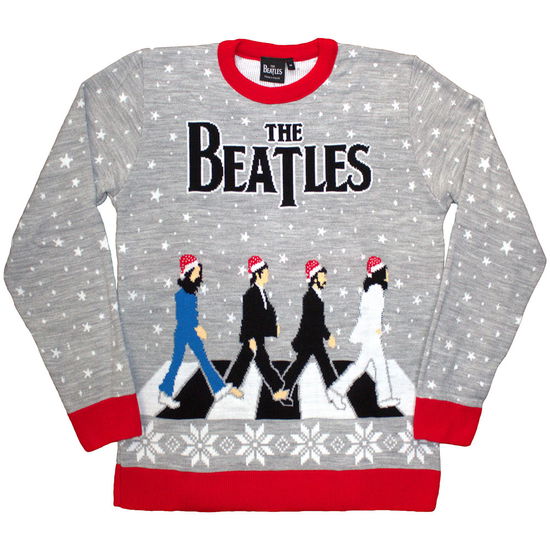 The Beatles Unisex Sweatshirt: Drop T / Abbey Road Xmas (Grey) - The Beatles - Produtos - - 5056836444780 - 6 de maio de 2025