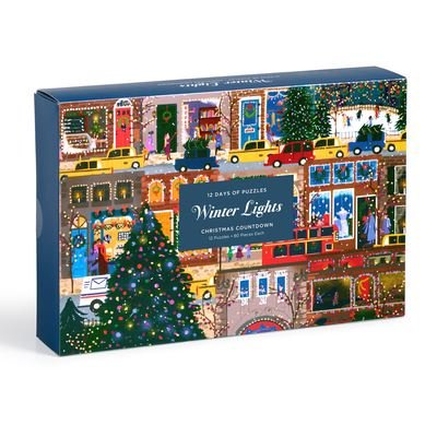 Cover for Galison · Joy Laforme Winter Lights 12 Days of Puzzles Holiday Countdown (GAME) (2023)