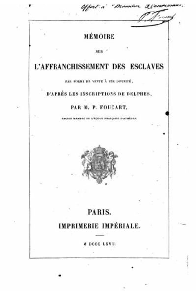 Cover for M P Foucart · Memoire Sur L'affranchissement Des Esclaves (Paperback Book) (2015)