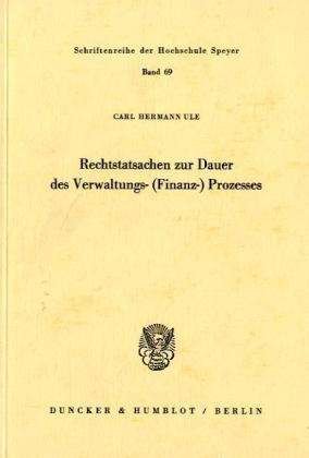 Cover for Ule · Rechtstatsachen zur Dauer des Verwa (Buch) (1977)