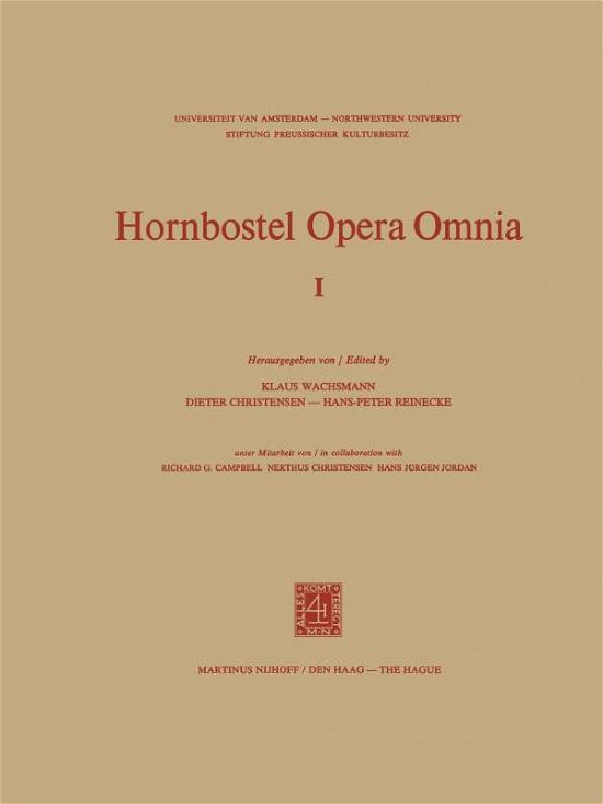 Cover for K P Wachsmann · Hornbostel Opera Omnia - Hornborstel Opera Omnia (Pocketbok) [Softcover reprint of the original 1st ed. 1975 edition] (2012)