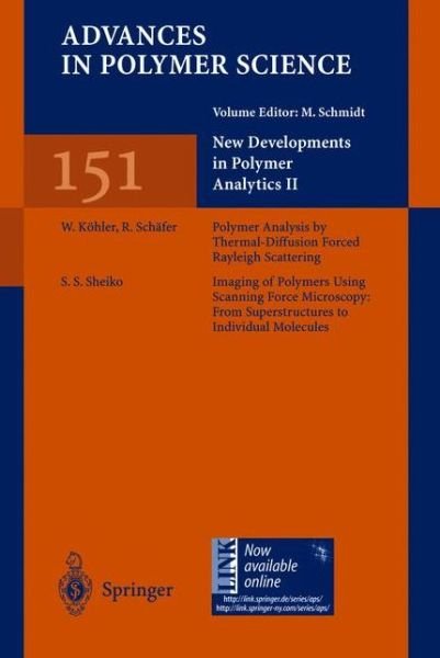 Cover for M Schmidt · New Developments in Polymer Analytics II - Advances in Polymer Science (Gebundenes Buch) [2000 edition] (1999)