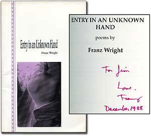 Entry in an Unknown Hand - Franz Wright - Books - Carnegie-Mellon University Press - 9780887480782 - January 31, 1989