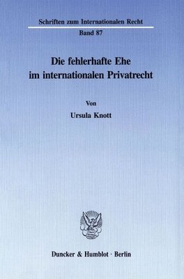 Cover for Knott · Die fehlerhafte Ehe im internatio (Book) (1997)