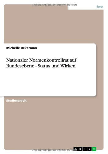 Cover for Bekerman · Nationaler Normenkontrollrat a (Book) [German edition] (2011)