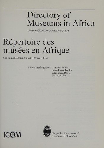 Cover for Unesco-icom · Directory of Museums in Africa (Development) (Hardcover Book) (1990)
