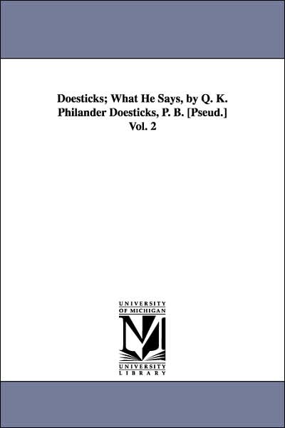 Cover for Q. K. Philander Doesticks · Doesticks: What He Says (Paperback Book) (2006)